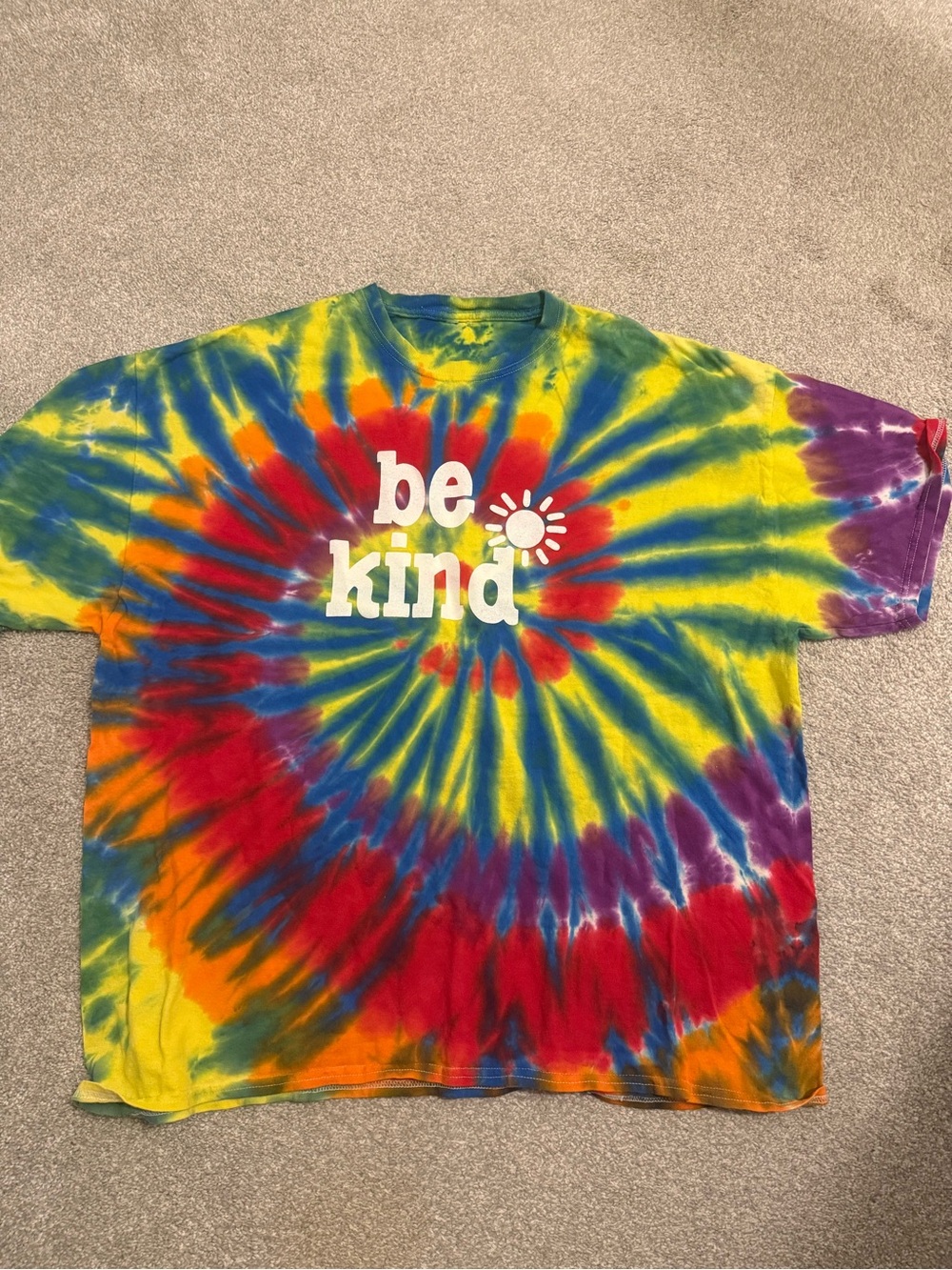 Be Kind Tie-Dye Graphic Kindness T-Shirt Multicolor Sunshine Size XL 2XL